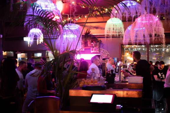 Bar with purple lights