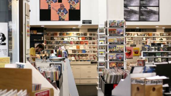 CDs and records on display