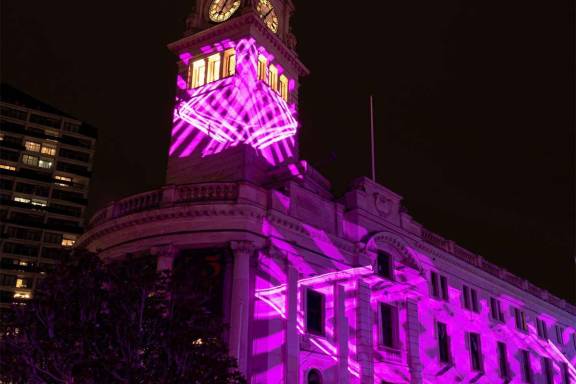 Elemental AKL laser show at Aotea Square 