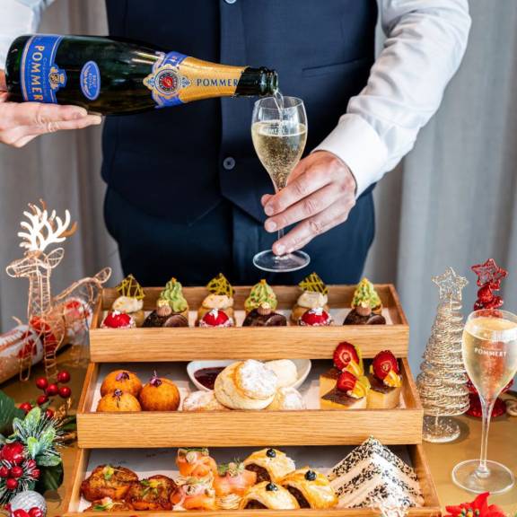 Festive afternoon tea bellini bar