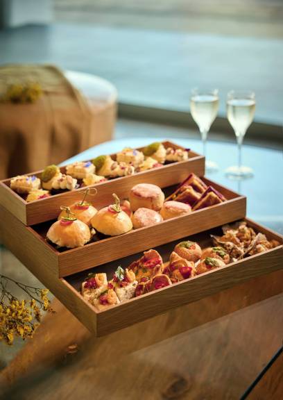 The shared table afternoon tea Bellini Bar