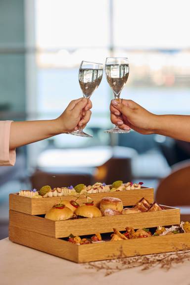The shared table afternoon tea Bellini Bar