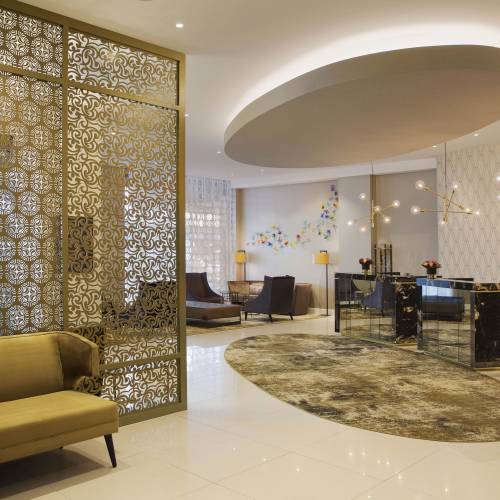 Interior of hotel reception area