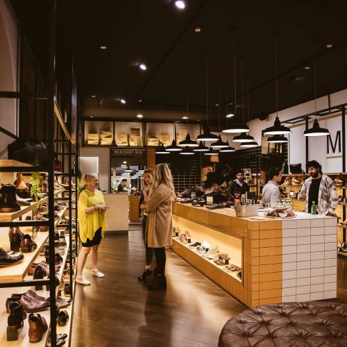 People looking at footwear