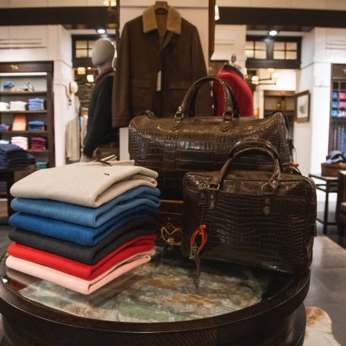 Rodd & Gunn leather bags and sweaters