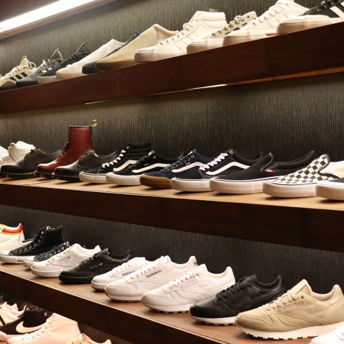 Shelf displaying shoes