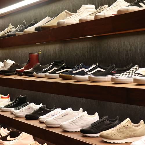 Shelf displaying shoes