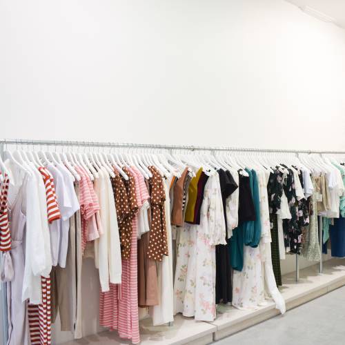 Garments displayed in showroom