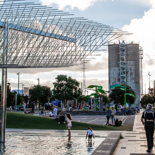 Silo Park Wind Tree and tanks, image: Sacha Stejko.
