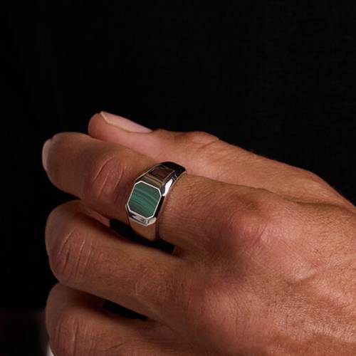 Malachite Square Signet Ring