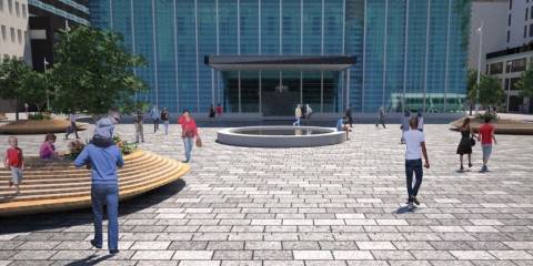 A new public square at the Galway Street entrance to the Britomart train station