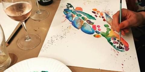 Watercolour and wine