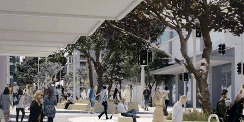 Concept image of linear park between Albert and Hobson Streets