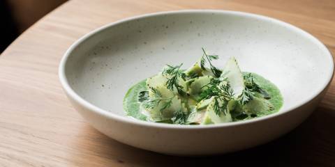 Mr Morris Clams, aguachile with avocado, green strawberries - credit Anna Kidman