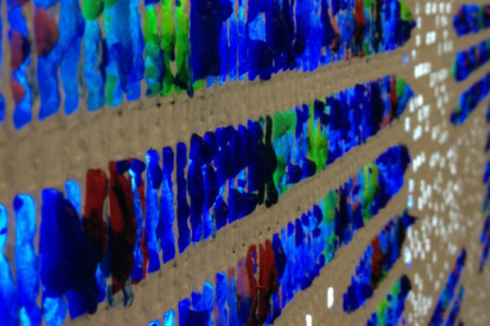 ANZ Centre – Detail of Peata Larkin’s artwork 'Pike Ake Rise Up'