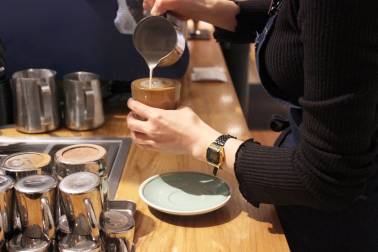 Pouring coffee