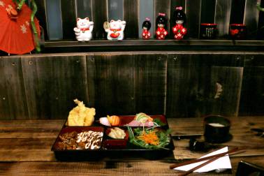 Sushi on bench