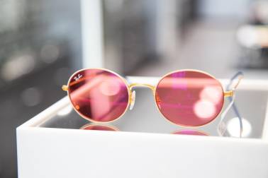 Pink lens raybans sunglasses