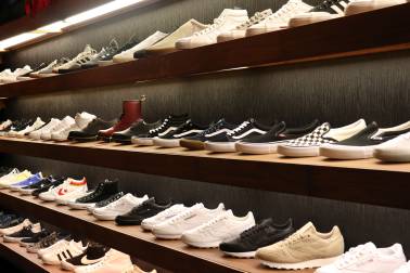Shelf displaying shoes