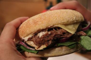 Person holding burger