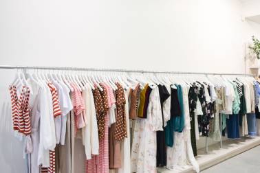 Garments displayed in showroom