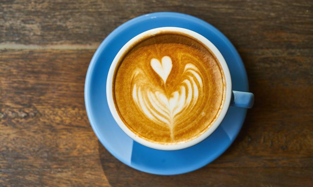 Coffee with a heart shape in the foam