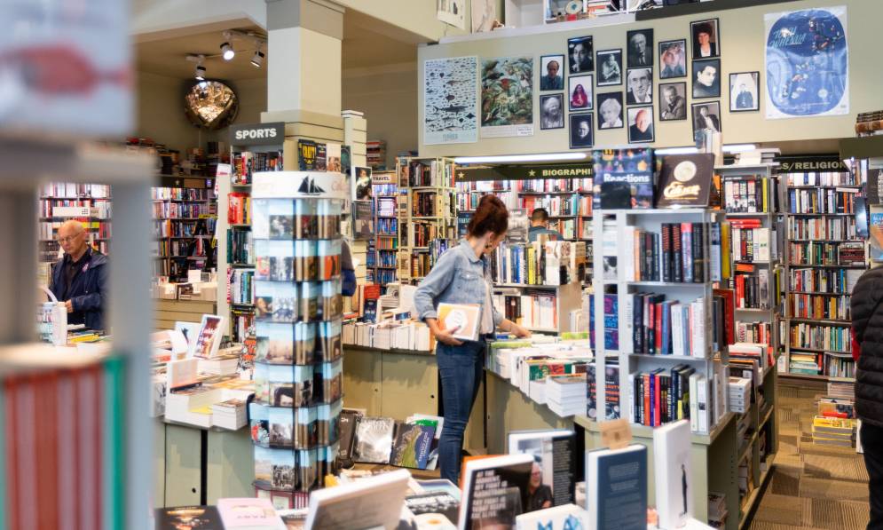 Customers looking through books