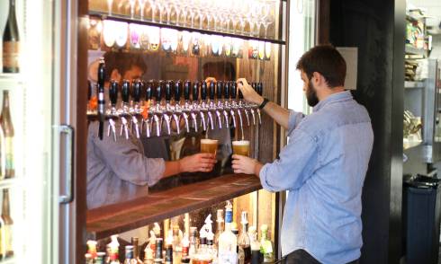 Bartender pouring beer