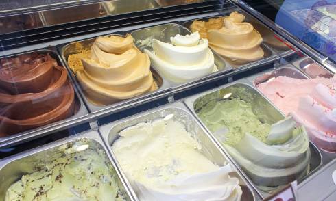 Range of gelato on display