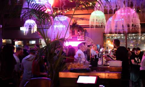 Bar with purple lights 