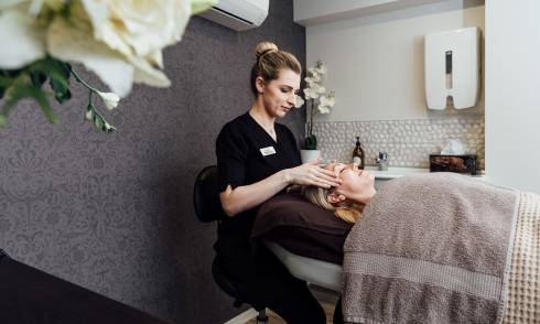 Person receiving facial