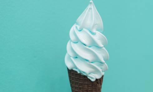 Sky blue twirl of ice cream