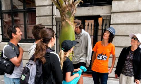Tourists on a walking tour 