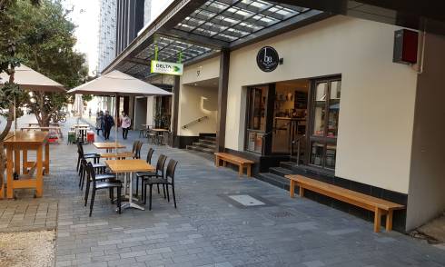 Outside the bar