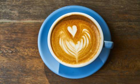 Coffee with a heart shape in the foam