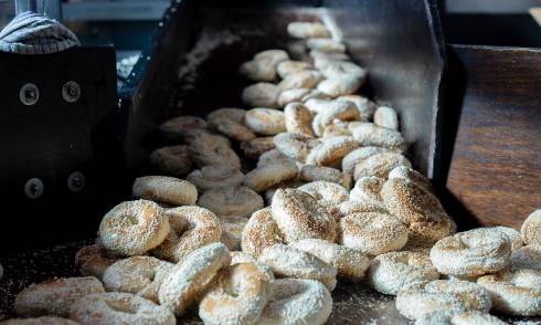 Pile of cooked bagels