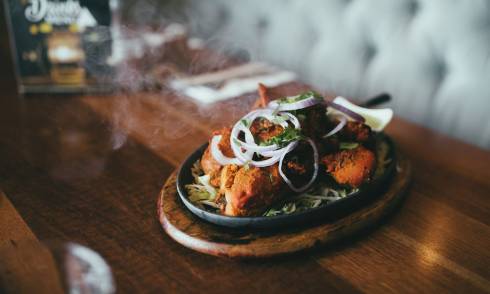 Platted steaming food