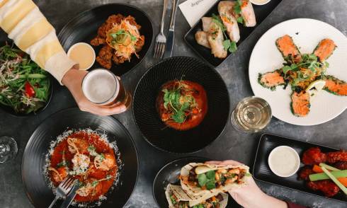 Table of food and drinks