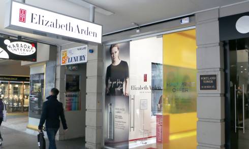 Elizabeth Arden sign outside of shop