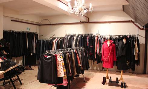 Garments on racks and mannequins 