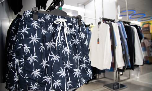 Swim shorts in mens wear section