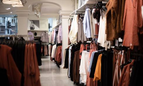 Garments displayed in showroom