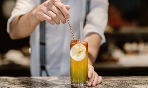 bartender mixing the drink