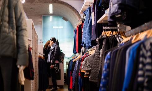 Customer browsing garments