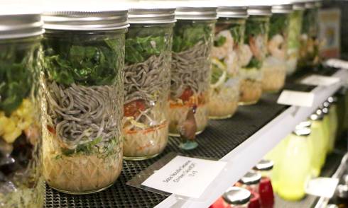 Row of food in jars