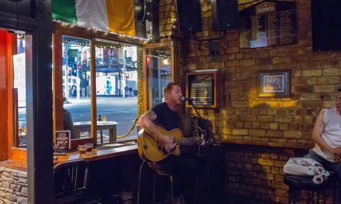 Singer performing in a bar