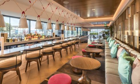 Hotel bar and dining area