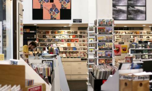 CDs and records on display