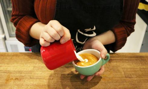 Pouring coffee