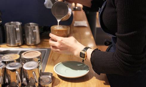 Pouring coffee